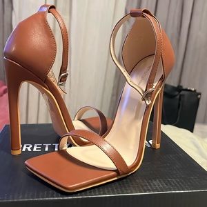 PLT 4” Brown Square Toe Heels